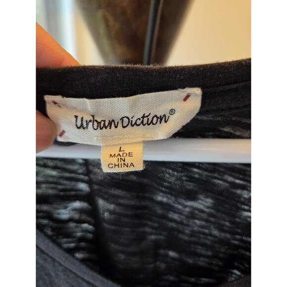 Urban Diction Black V Neck Women's T-Shirt, Large - Picture 3 of 5